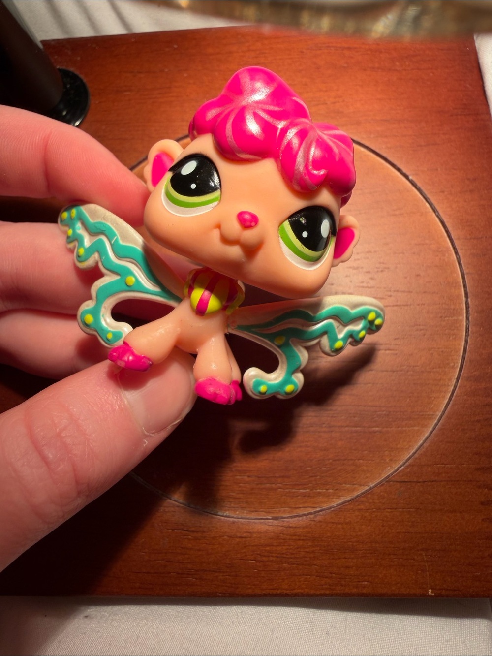 Littlest Pet Shop Pink Hair Green Eyes Teal Winged Figure